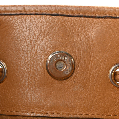MCM Visetos Studded Medium Drawstring Shopper Cognac 13 of 21