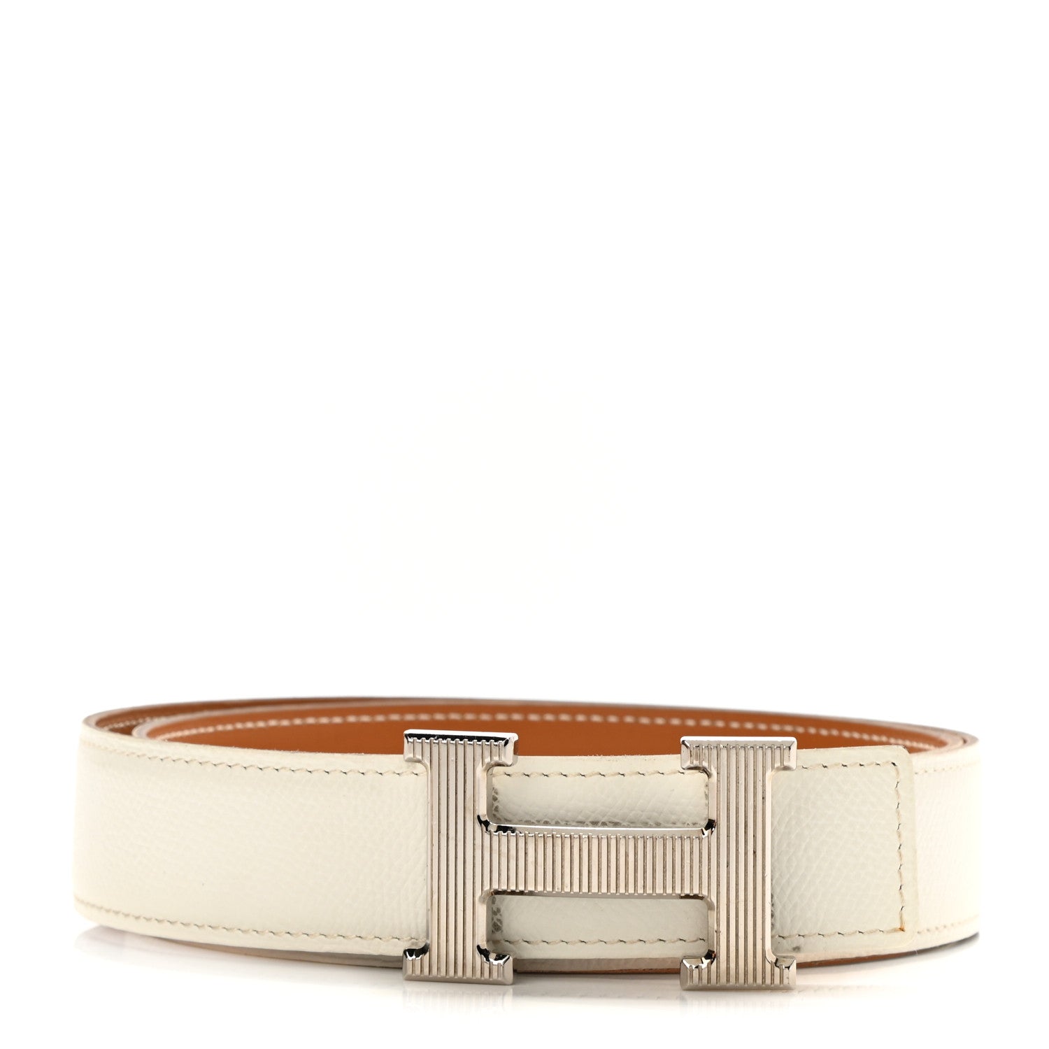 Hermes Epsom Box Strie H Belt 90 White Gold 1 of 7