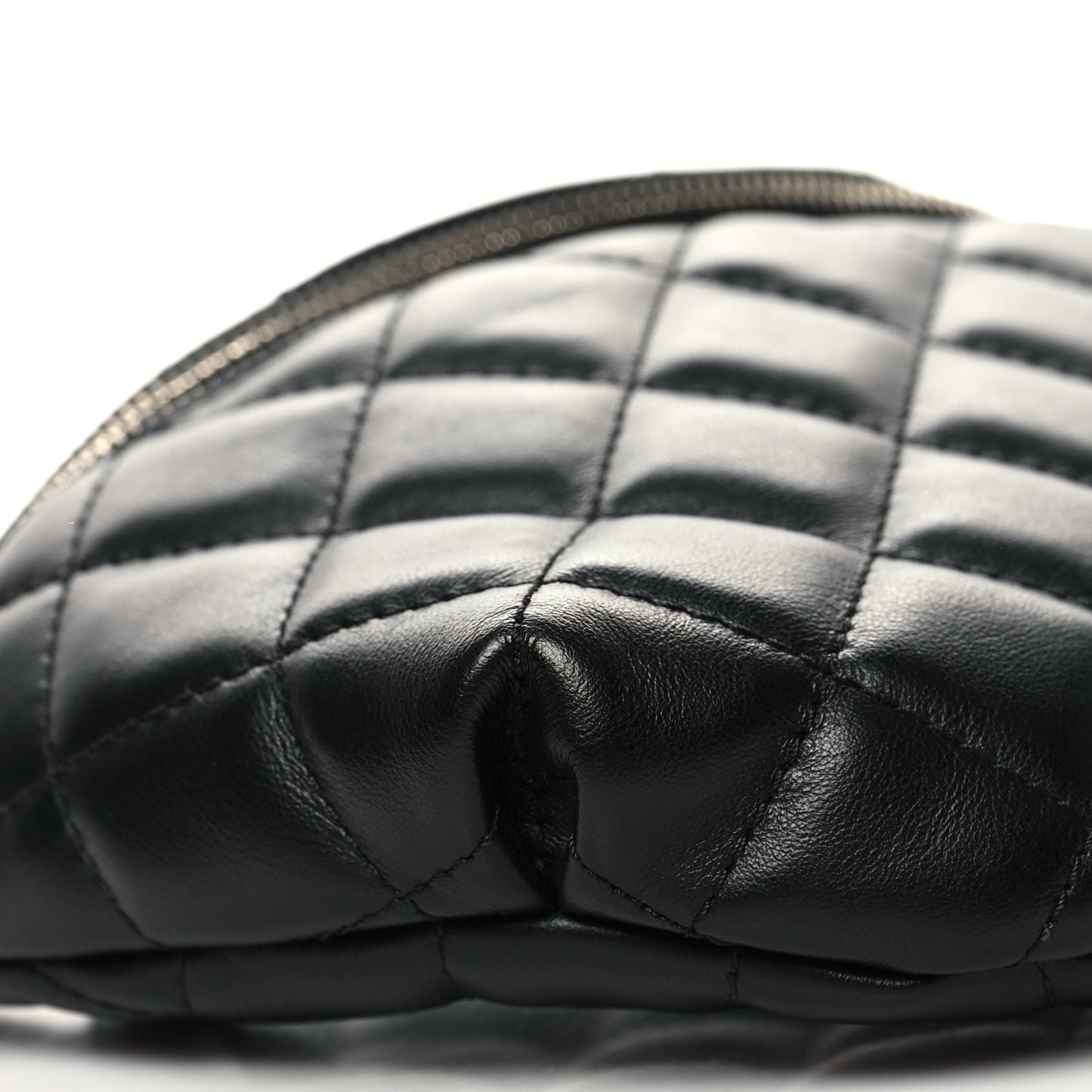 Lambskin Quilted Waist Belt Bag Black