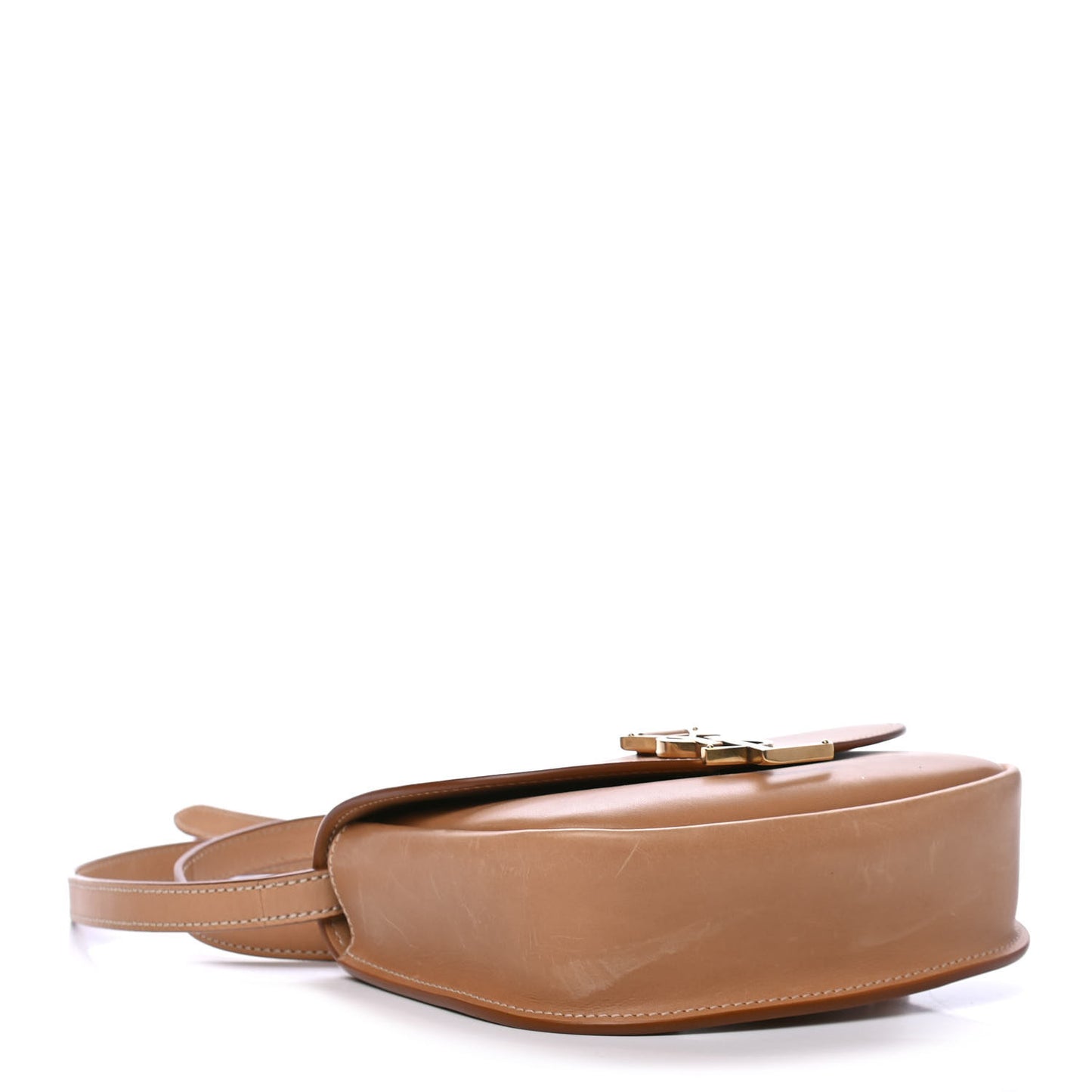 Smooth Vintage Calfskin Small Kaia Satchel Brown Gold