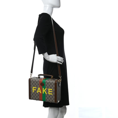 Gucci GG Supreme Monogram Azalea Calfskin Fake/Not Retro Interlocking G Beauty Case Beige Ebony Brown Sugar 2 of 8