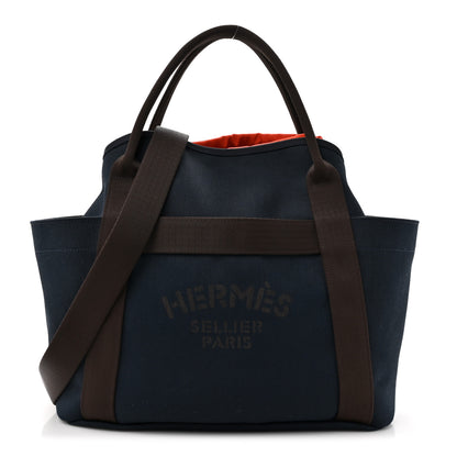 Hermes Toile Sac De Pansage Groom Bleu Navy Feu 1 of 16