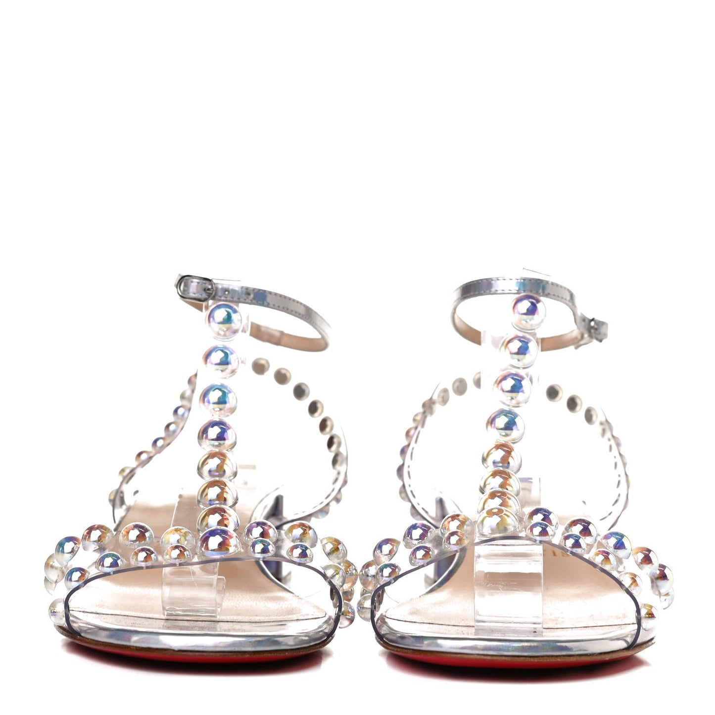 Iridescent Patent PVC Faridaravie 25 Sandals 38 Silver