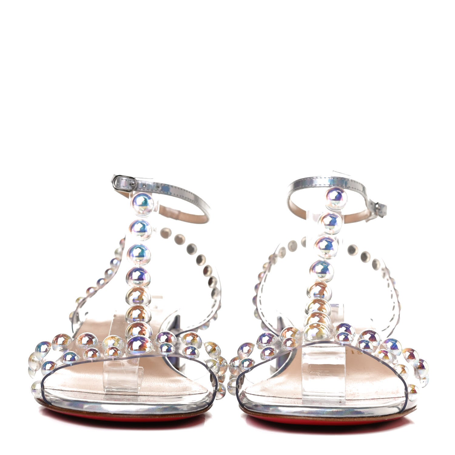 Christian Louboutin Iridescent Patent PVC Faridaravie 25 Sandals 38 Silver 2 of 9