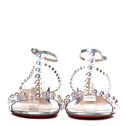 Christian Louboutin Iridescent Patent PVC Faridaravie 25 Sandals 38 Silver 2 of 9