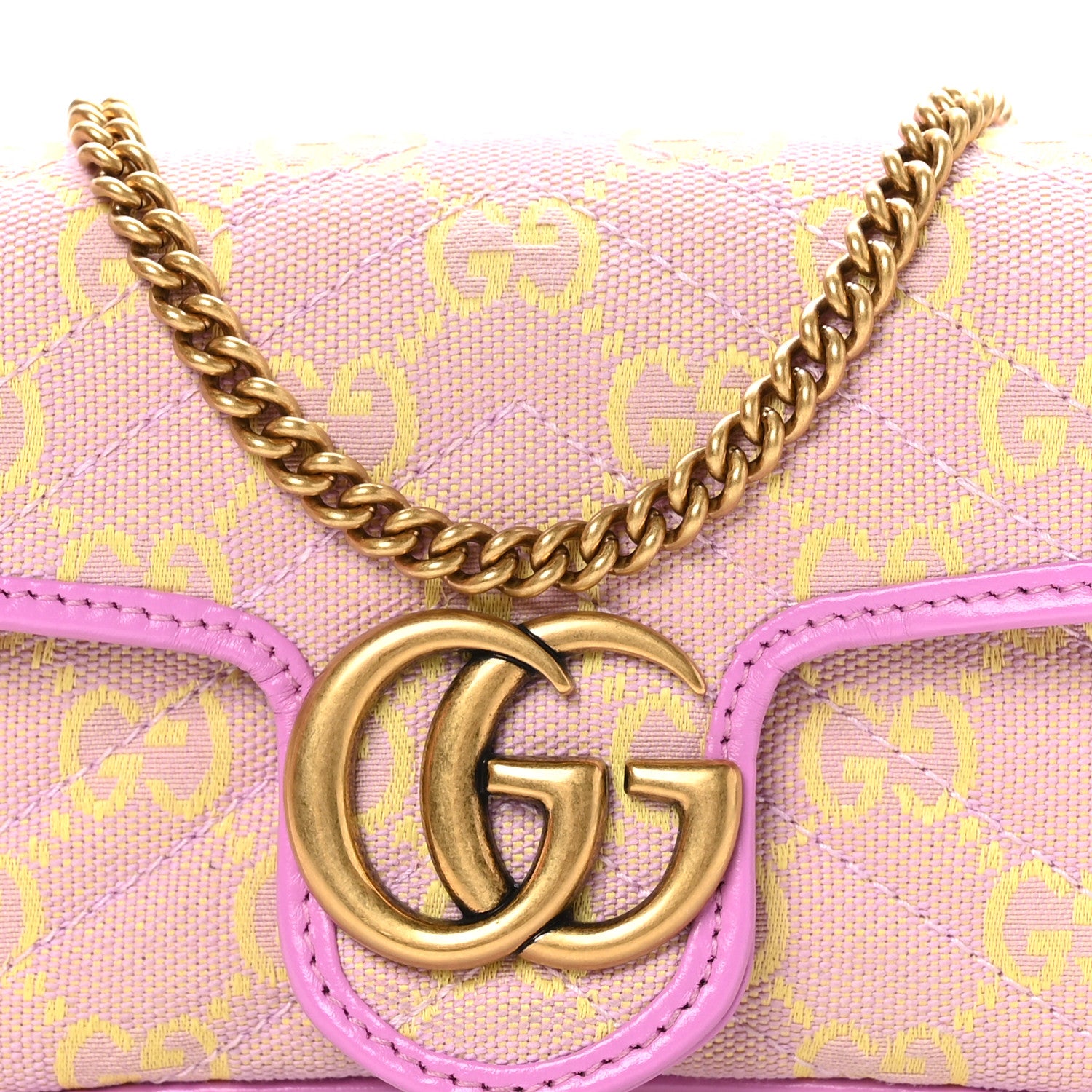 Gucci Monogram Super Mini GG Marmont Shoulder Bag Lilac Yellow 9 of 12