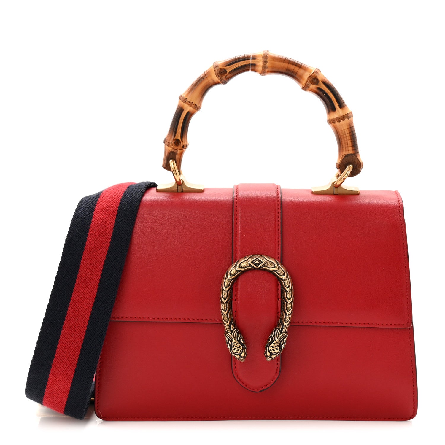 Gucci Dollar Calfskin Crystal Web Medium Dionysus Bamboo Top Handle Bag Hibiscus Red Black Diamond 1 of 10