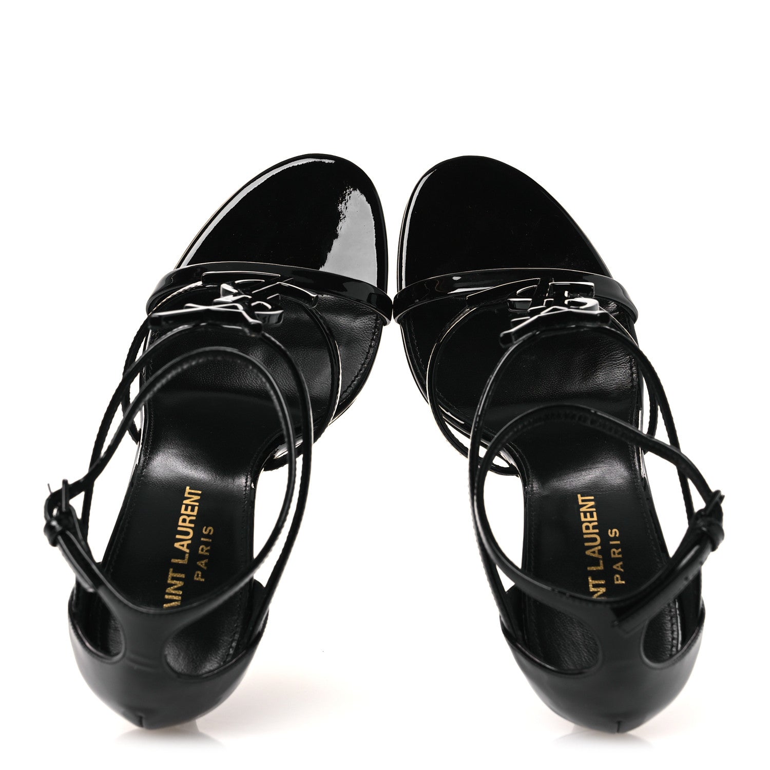 Saint Laurent Vernice Chiffon Cassandra 100 Sandals 36.5 Black 2 of 10