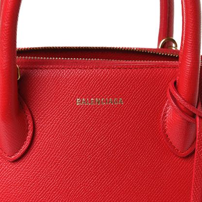 Balenciaga Signature Grained Calfskin Logo S Ville Top Handle Bag Rouge Coquelicot Black 7 of 13