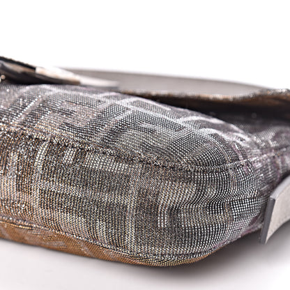 Fendi Metallic Lurex Zucca Vitello Baguette Oro Argento 10 of 10