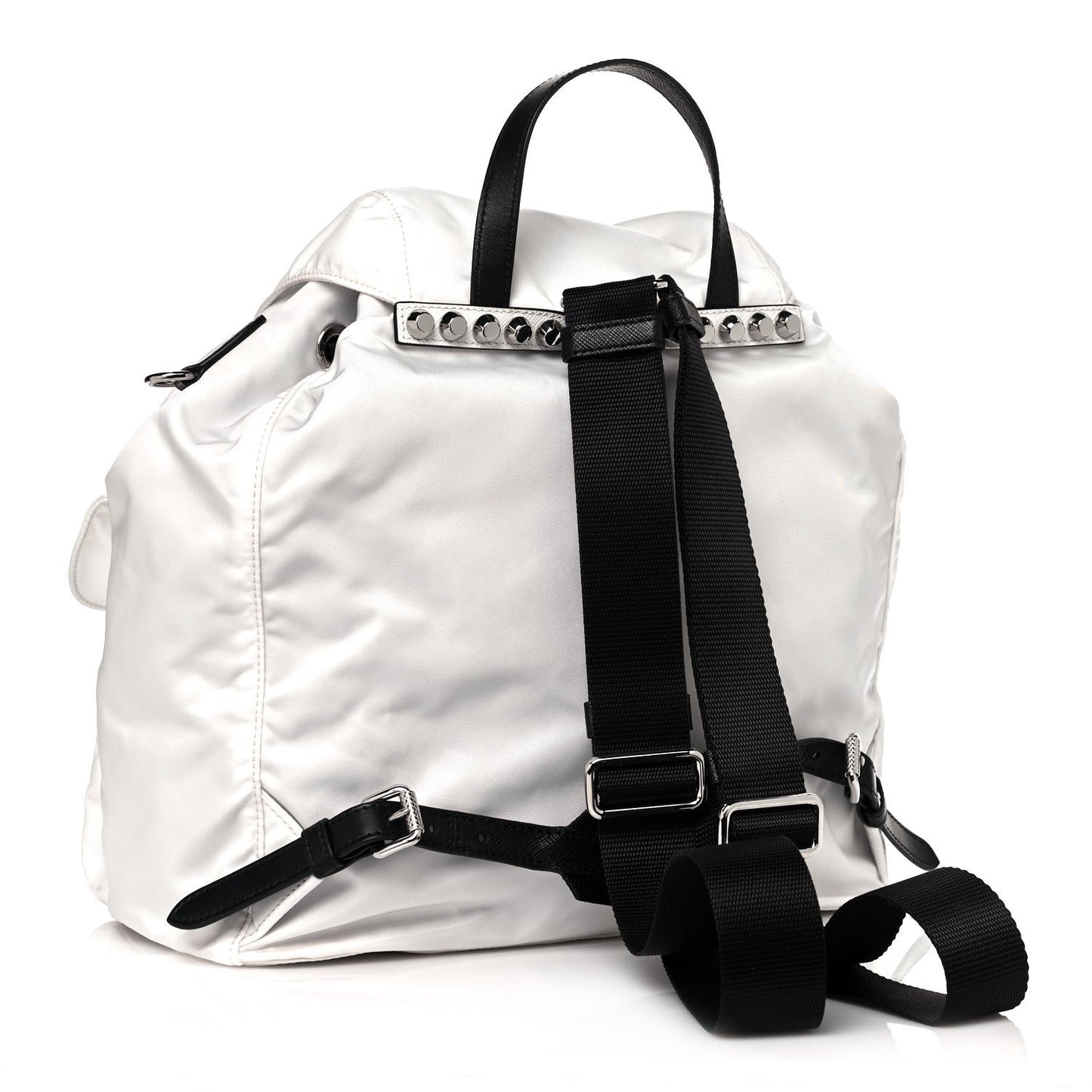 Nylon New Vela Studded Backpack White Fuoco