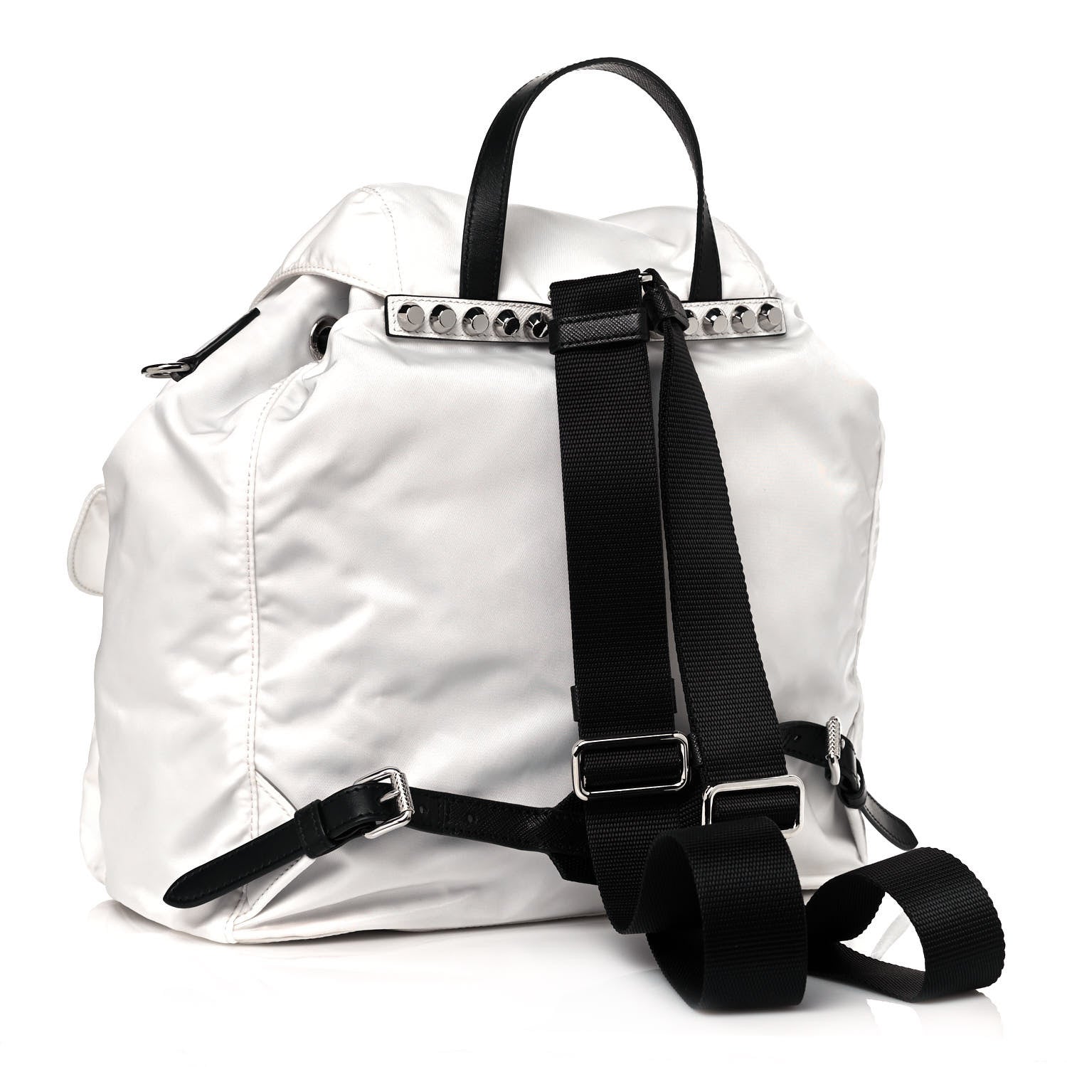 Prada Nylon New Vela Studded Backpack White Fuoco 2 of 11