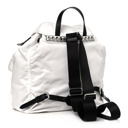Prada Nylon New Vela Studded Backpack White Fuoco 2 of 11