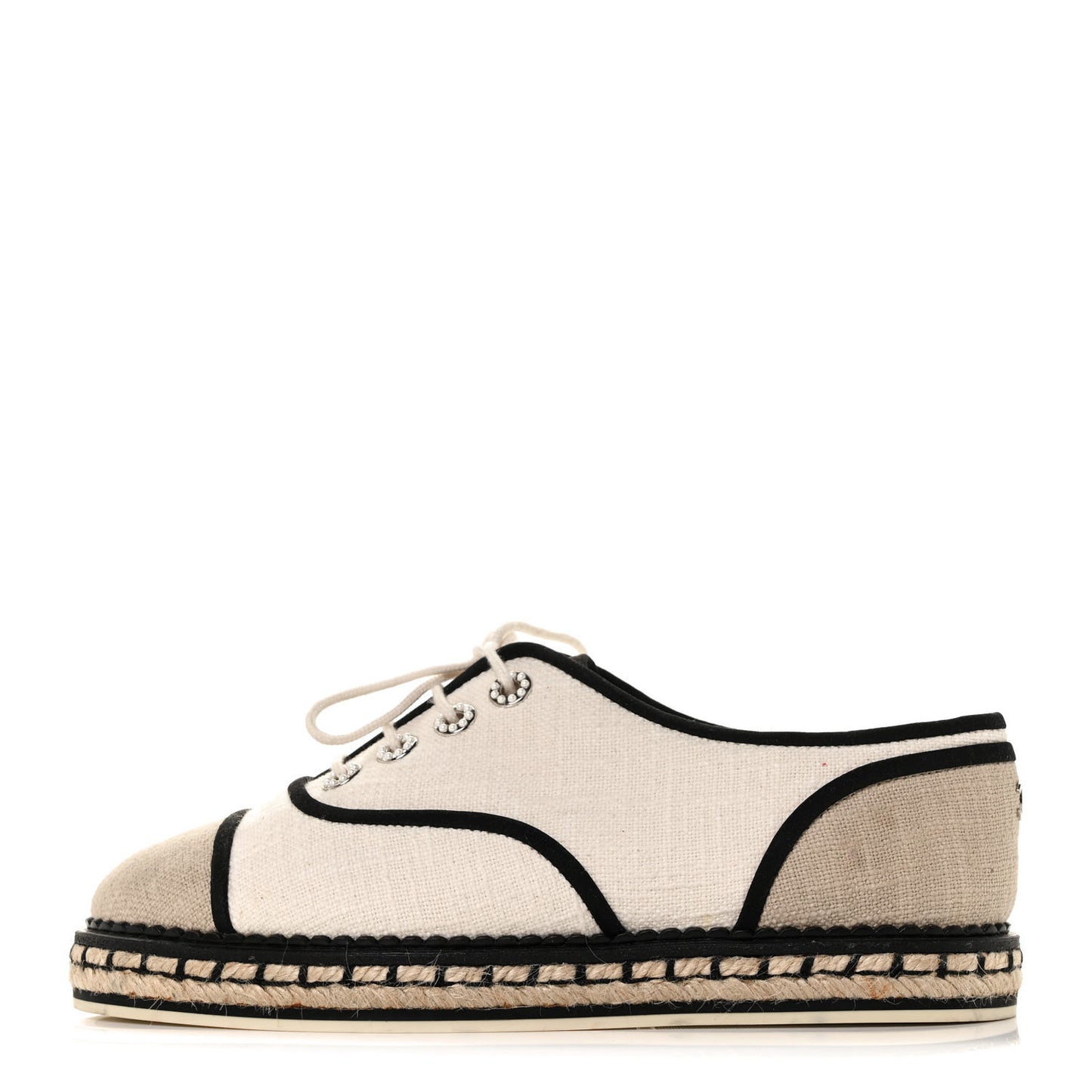 Cotton Lace Up Espadrilles 37 Light Beige