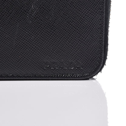 Prada Saffiano Zip Around Portfolio Wallet Black 6 of 10