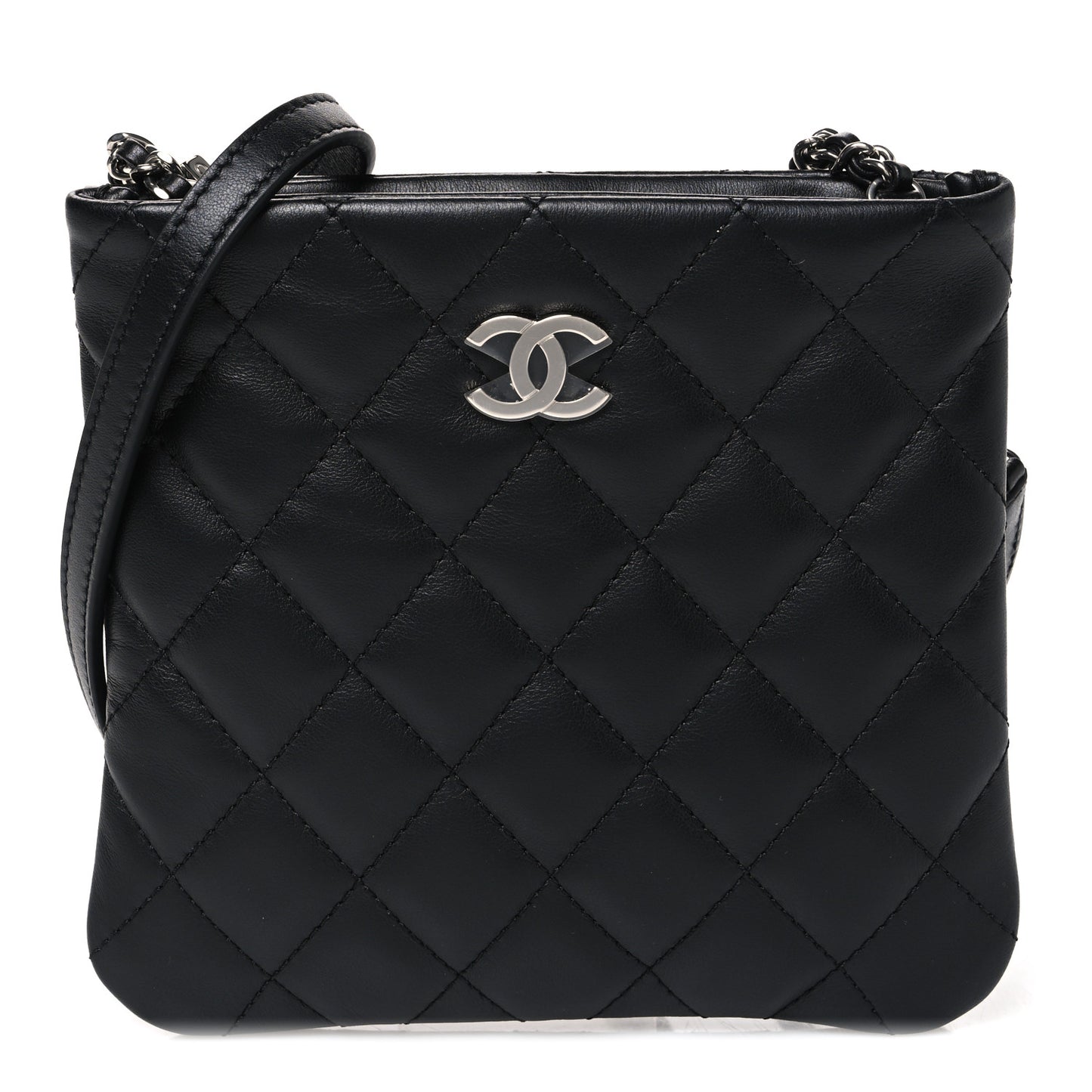 Lambskin Quilted Uniform Crossbody Bag Black