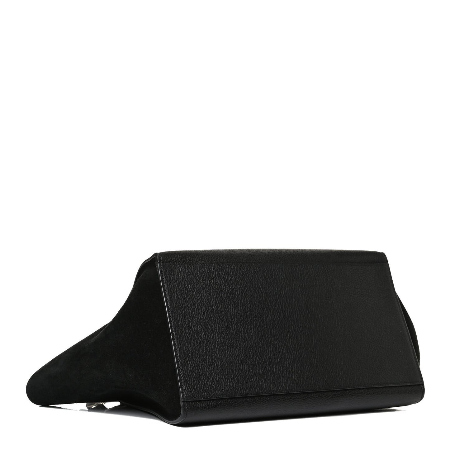 Drummed Calfskin Suede Medium Trapeze Black