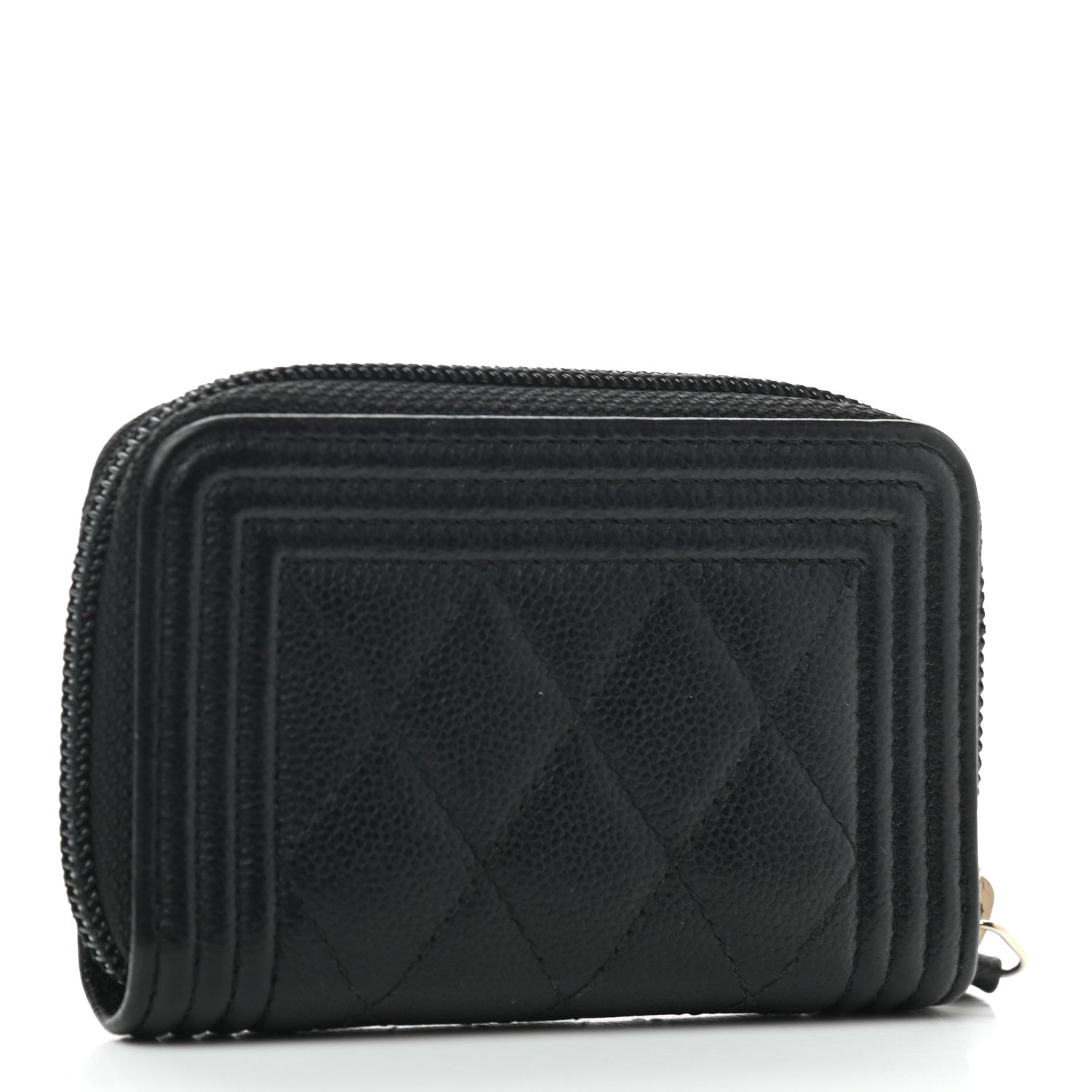 Chanel Caviar Quilted Boy Zip Around Coin Purse Wallet Black 3 of 7