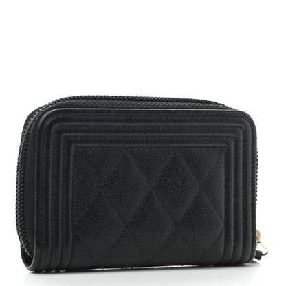 Chanel Caviar Quilted Boy Zip Around Coin Purse Wallet Black 3 of 7