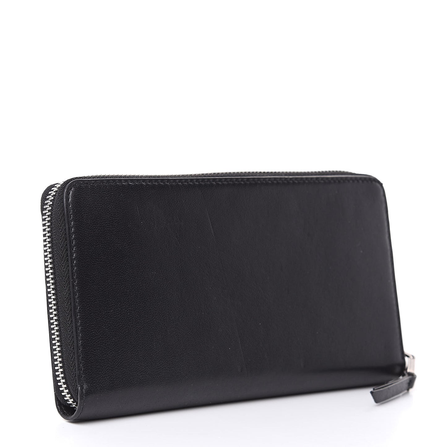 Lambskin Logo Zip Around Wallet Black