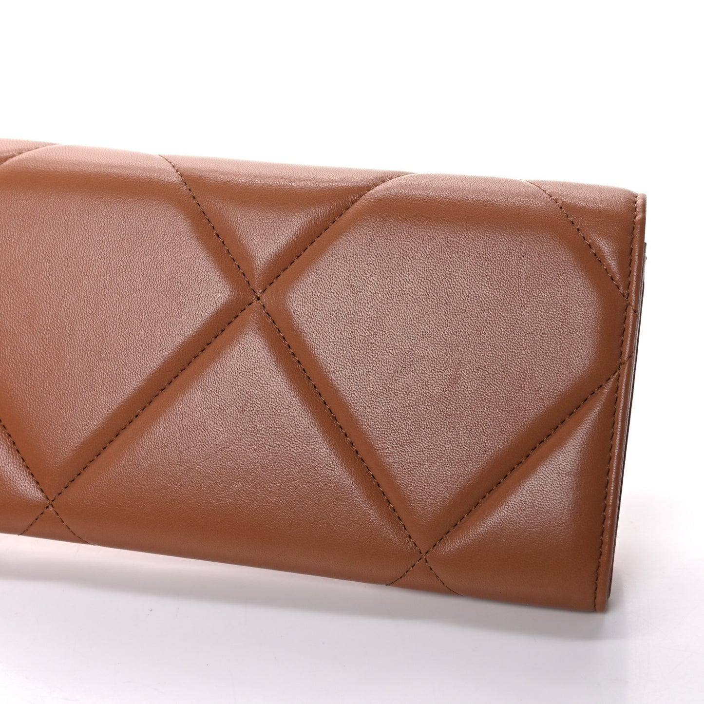 Lambskin Quilted Chanel 19 Flap Wallet Brown