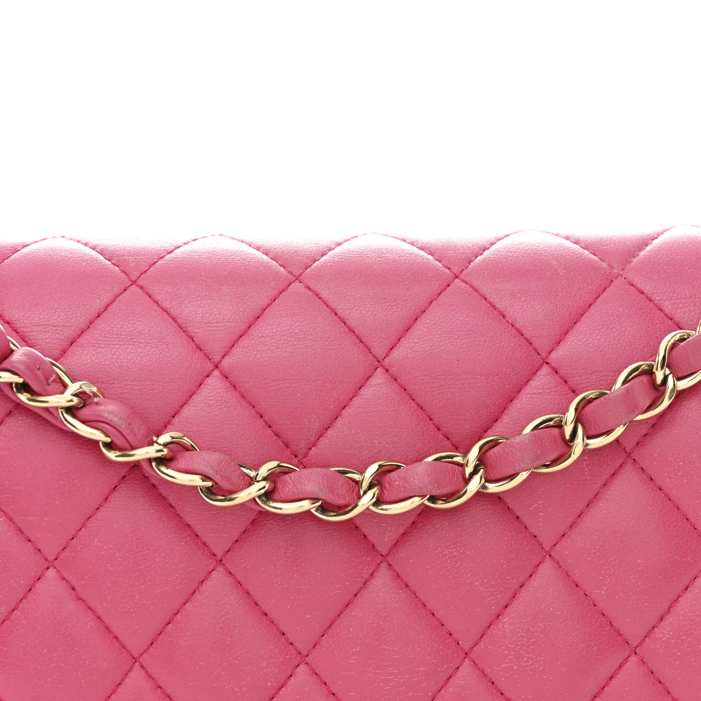 Lambskin Quilted Medium Double Flap Fuchsia