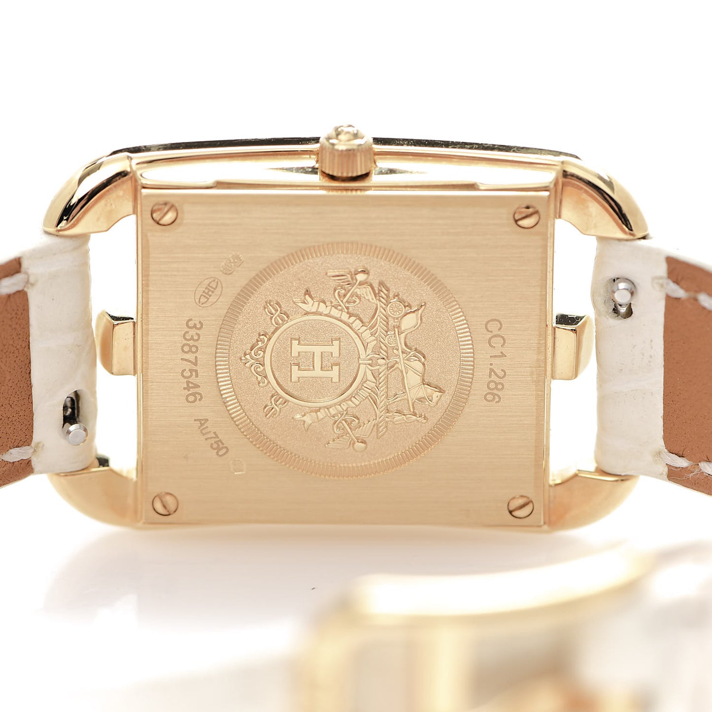 18K Yellow Gold Alligator Diamond Bezel Mother of Pearl 23mm Cape Cod Quartz Watch Blanc