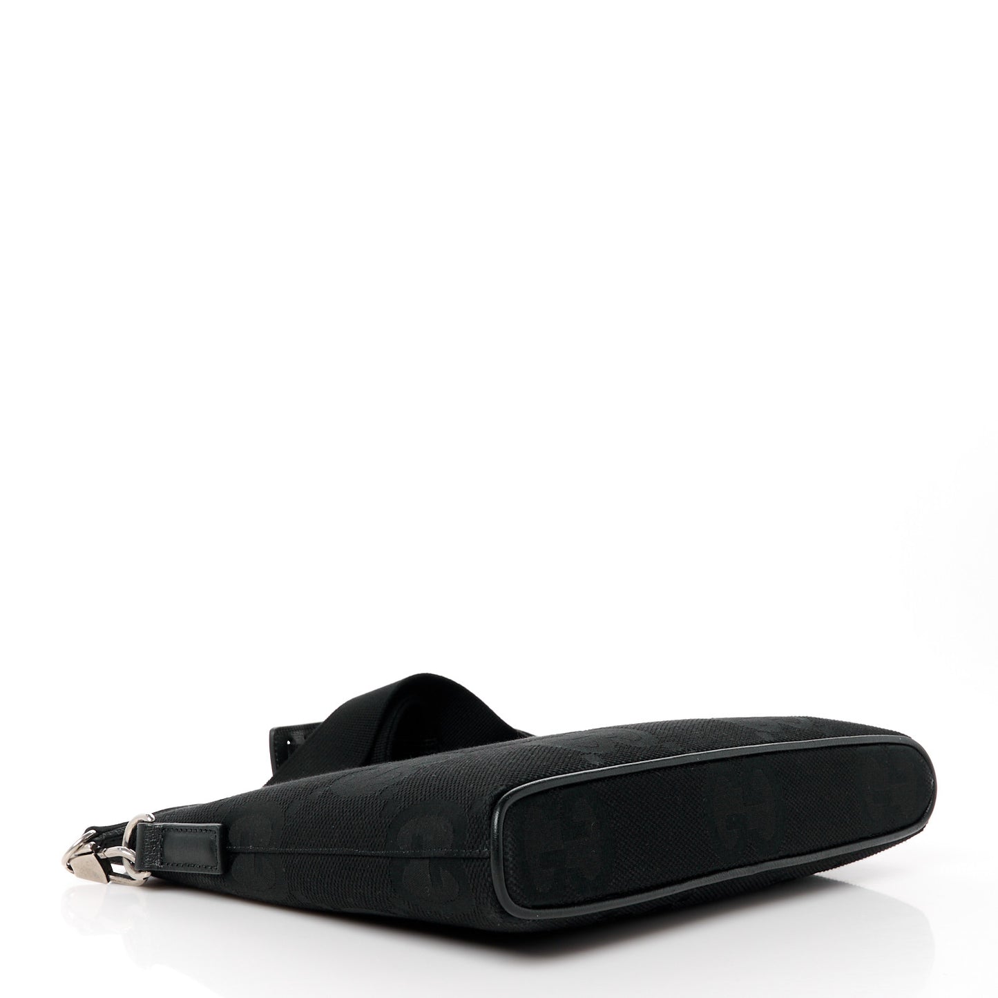 Monogram Jumbo GG Textured Dollar Calfskin Wristlet Messenger Bag Black