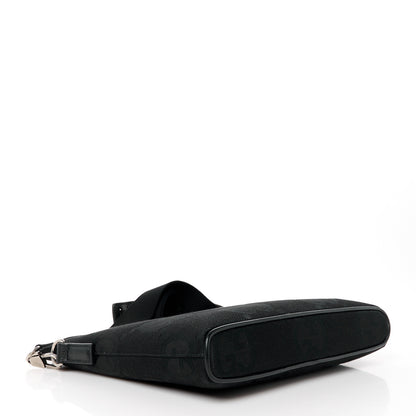 Gucci Monogram Jumbo GG Textured Dollar Calfskin Wristlet Messenger Bag Black 4 of 12