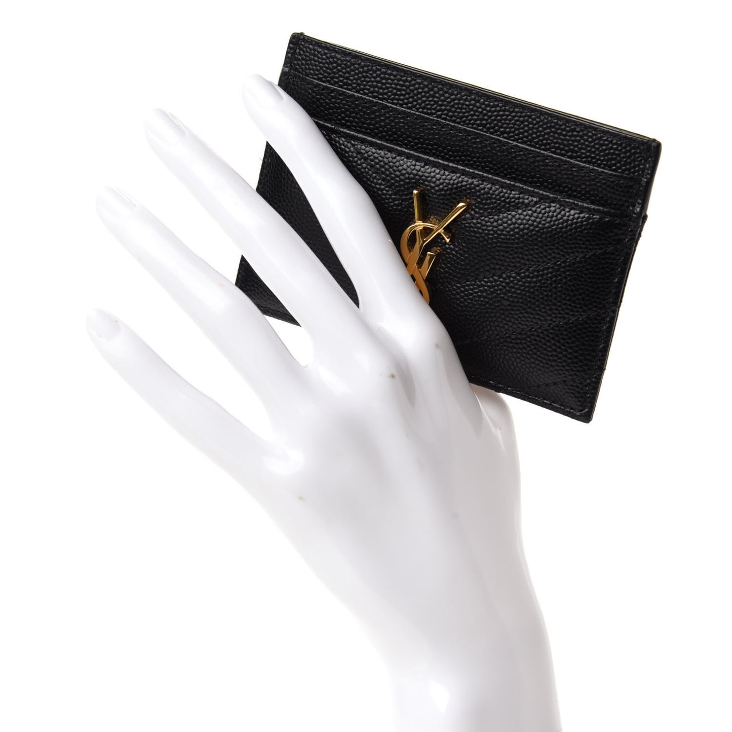 Grain De Poudre Matelasse Chevron Monogram Credit Card Case Black