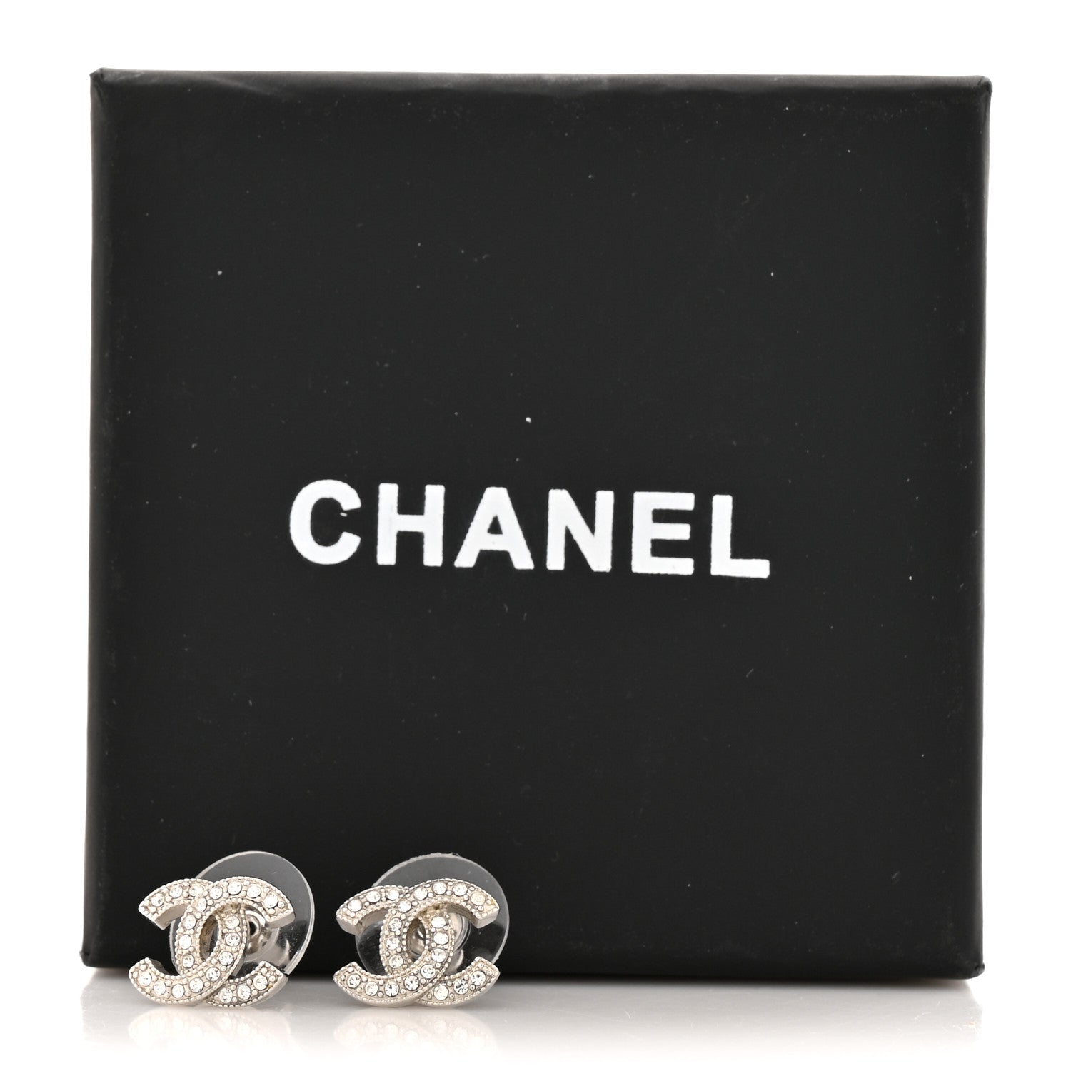 Chanel Crystal CC Earrings Silver 6 of 6
