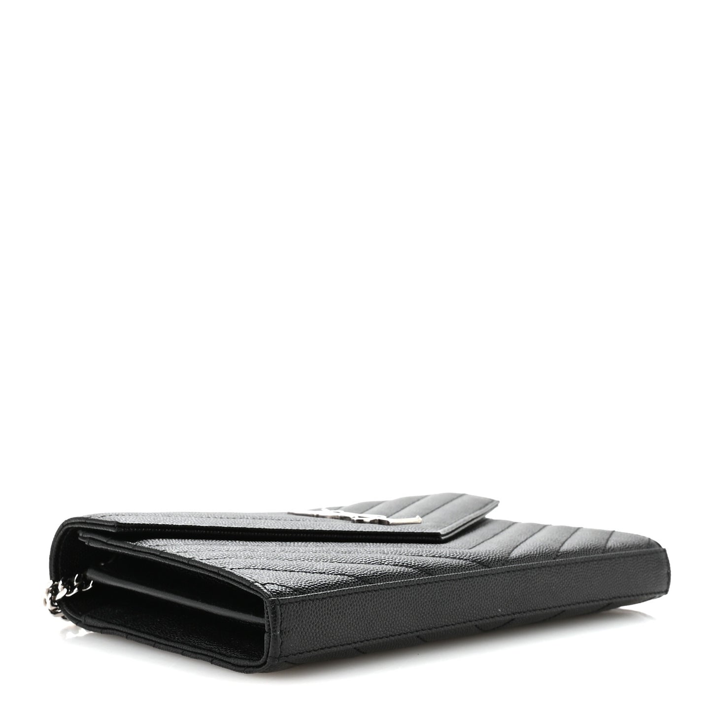 Grain De Poudre Matelasse Chevron Monogram Chain Wallet Black