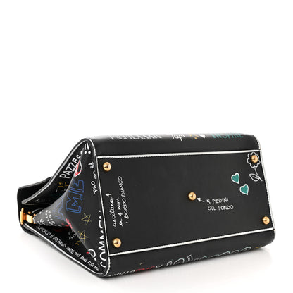 Dolce & Gabbana Calfskin Welcome Graffiti Printed Satchel Black 4 of 9