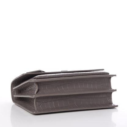 Saint Laurent Calfskin Crocodile Embossed Medium Monogram Sunset Fog 4 of 7