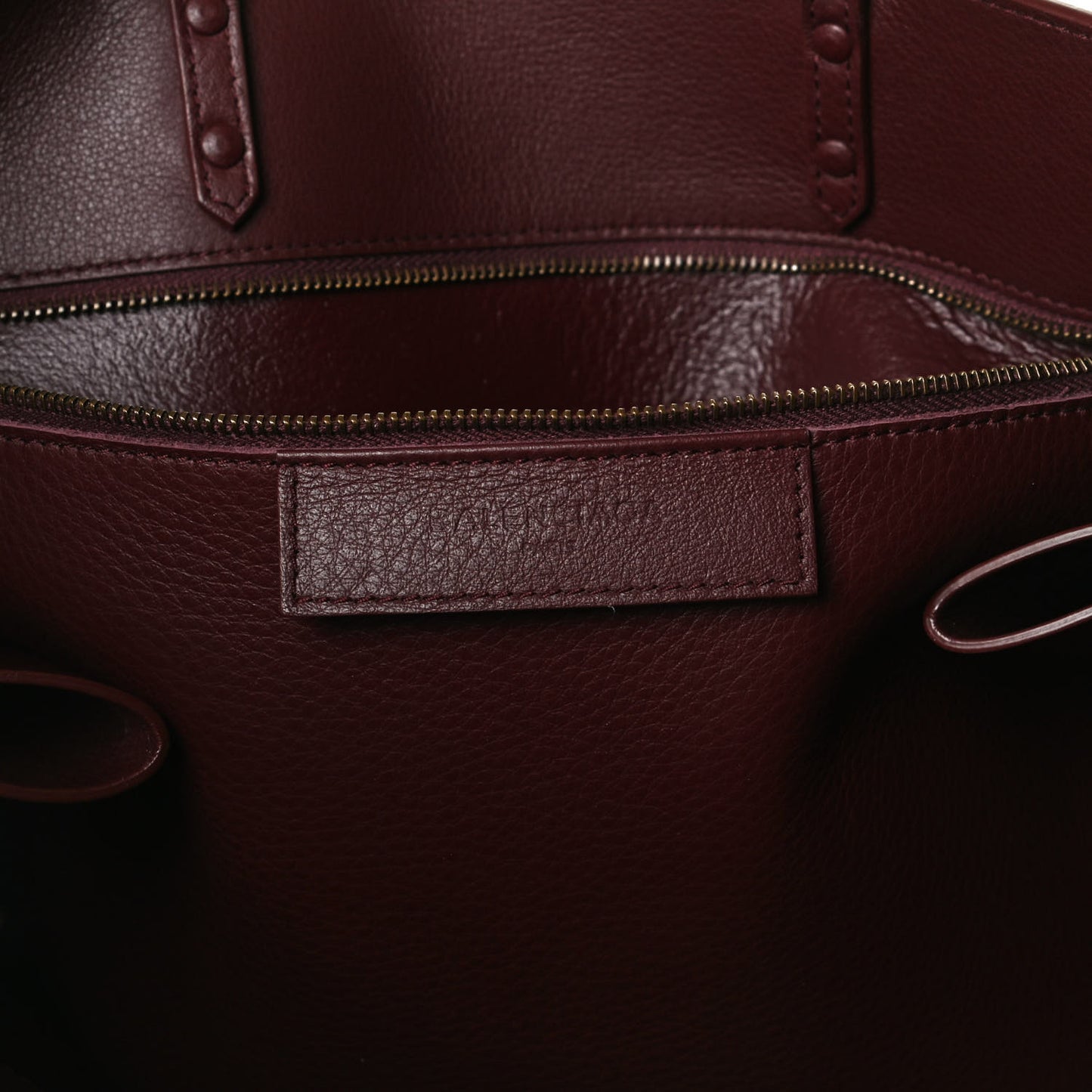 Calfskin Blackout Hardware Perforated Papier B4 Tote Burgundy