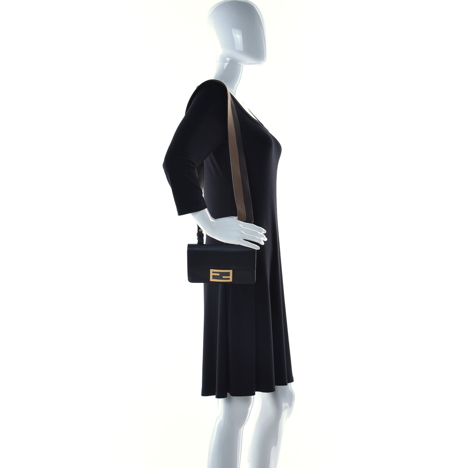 Fendi Vitello King Mini Flat Baguette Black 2 of 9