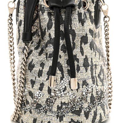 Christian Louboutin Tweed Crystal Leopard Print Marie Jane Bucket Silver 7 of 10