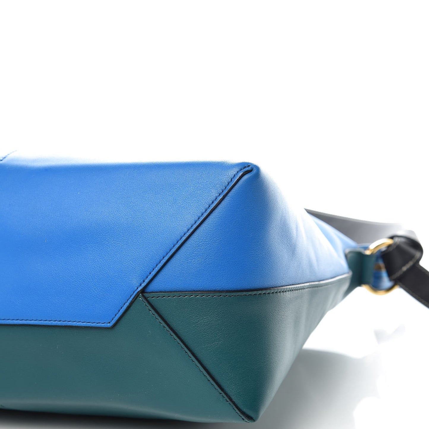 Shiny Smooth Calfskin Zipped Twisted Cabas Bright Blue Peacock