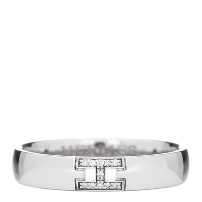 Hermes 18K White Gold Diamond Ever Herakles Wedding Band Ring 53 6.25 1 of 7