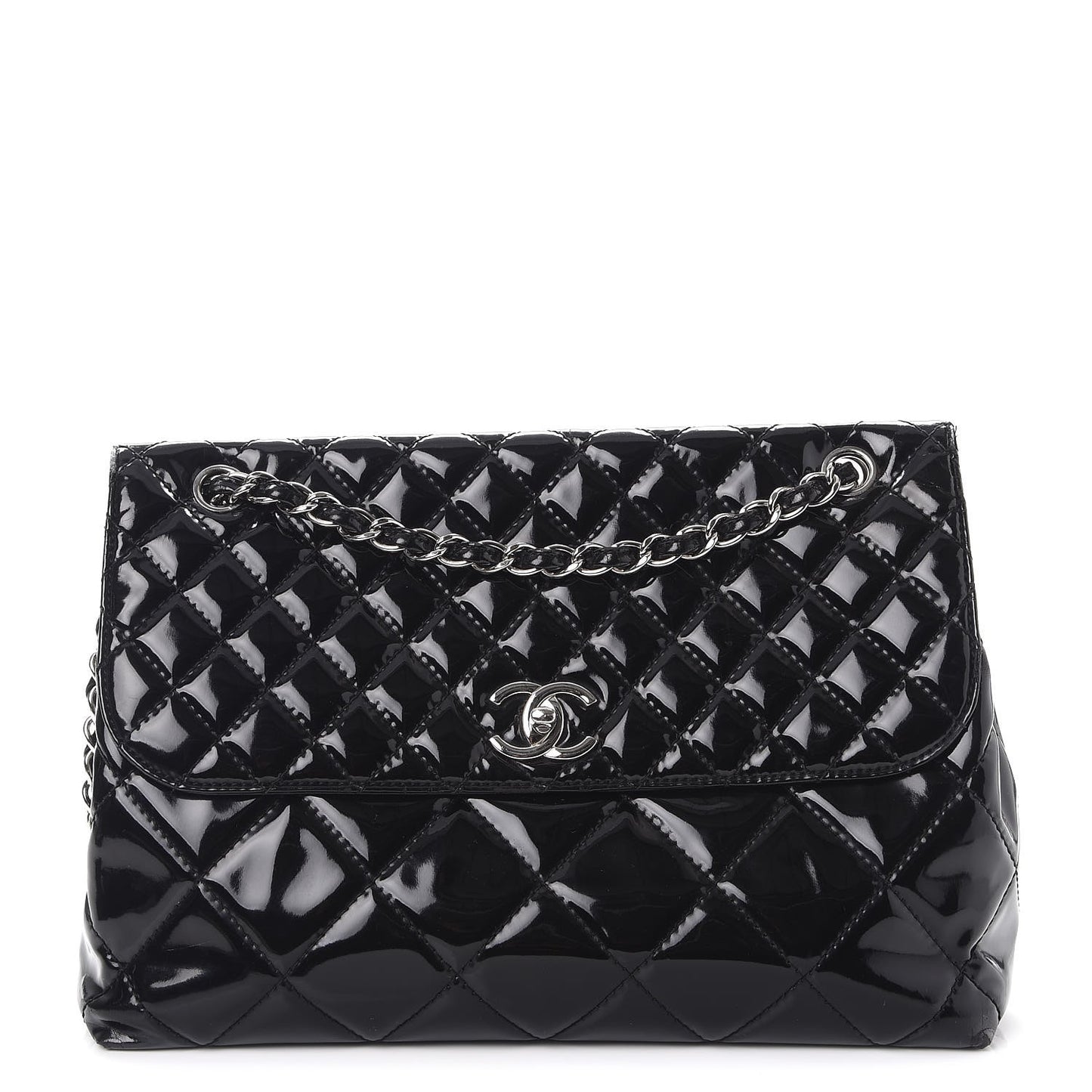 Vinyl Quilted In the Business Flap Bag Black
