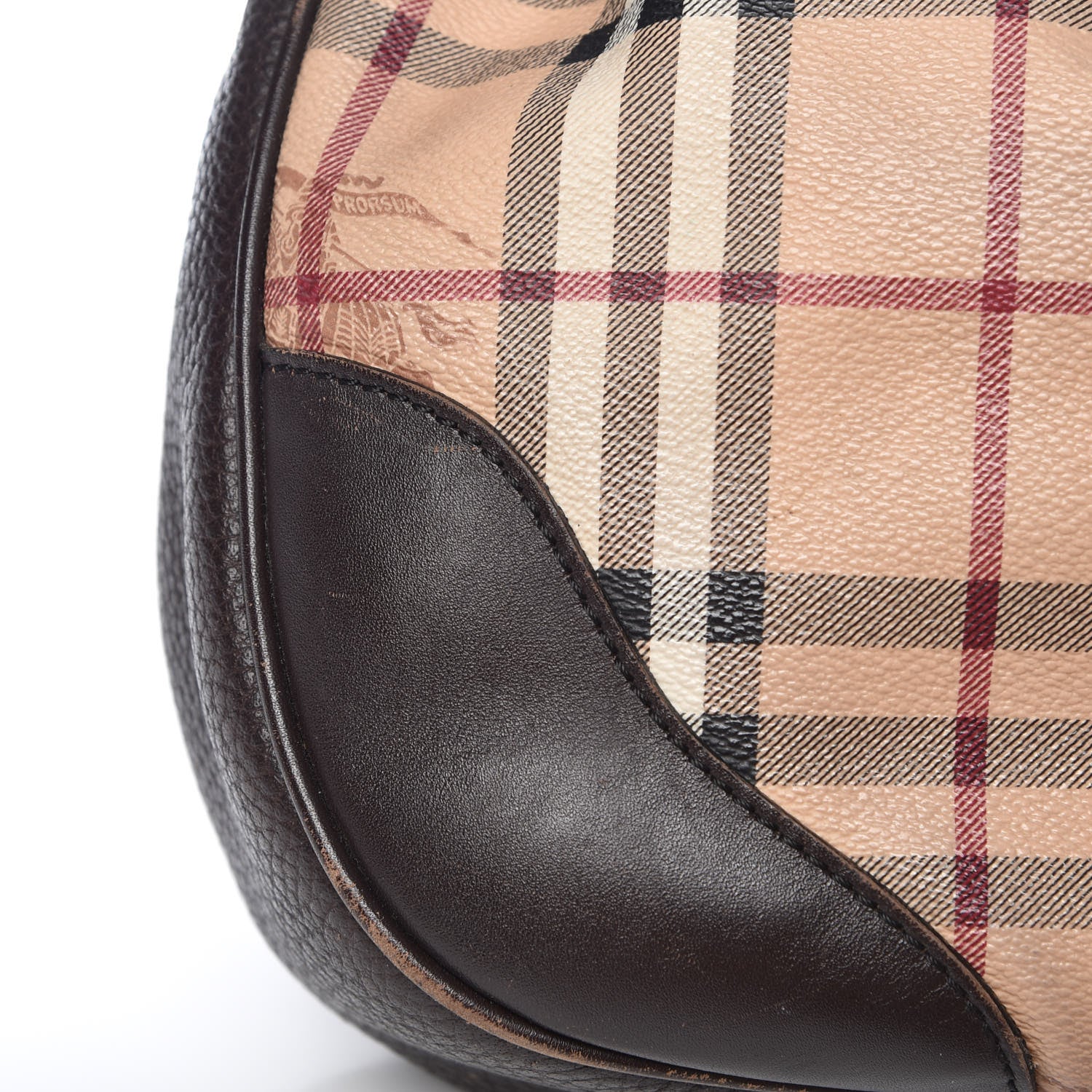 Burberry Grained Calfskin Haymarket Check Hobo Dark Brown 17 of 19