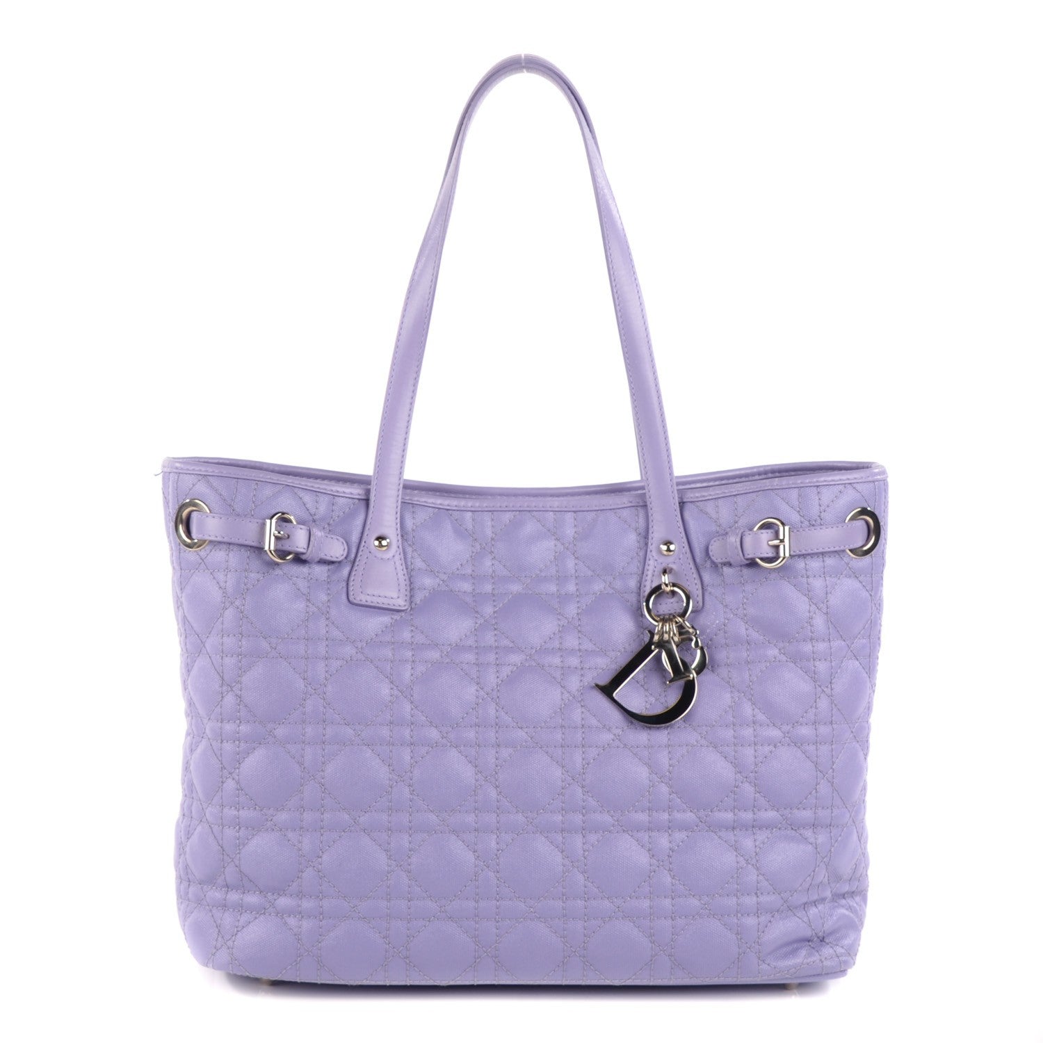 Christian Dior Coated Canvas Cannage Medium Panarea Tote Purple 1 of 8