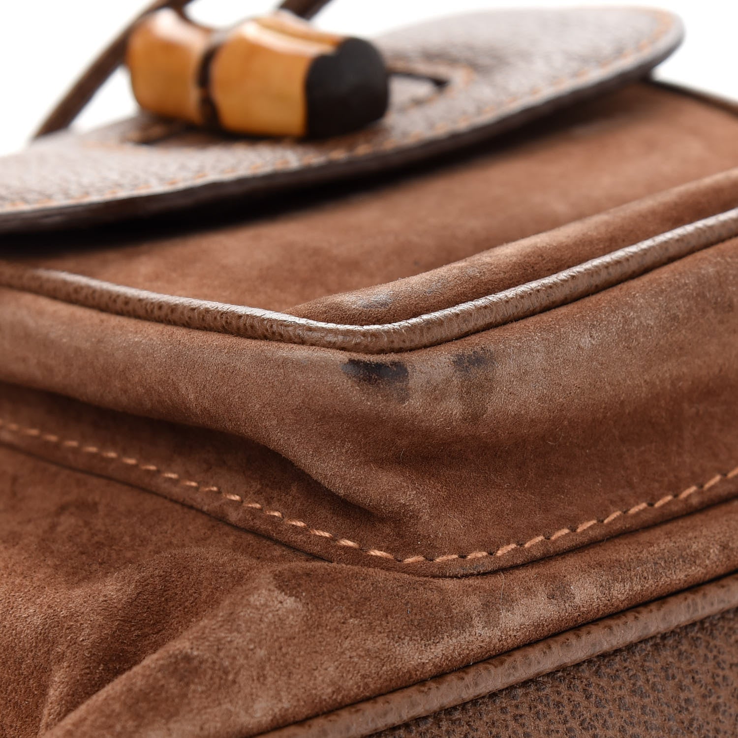 Gucci Suede Calfskin Bamboo Backpack Brown 13 of 15