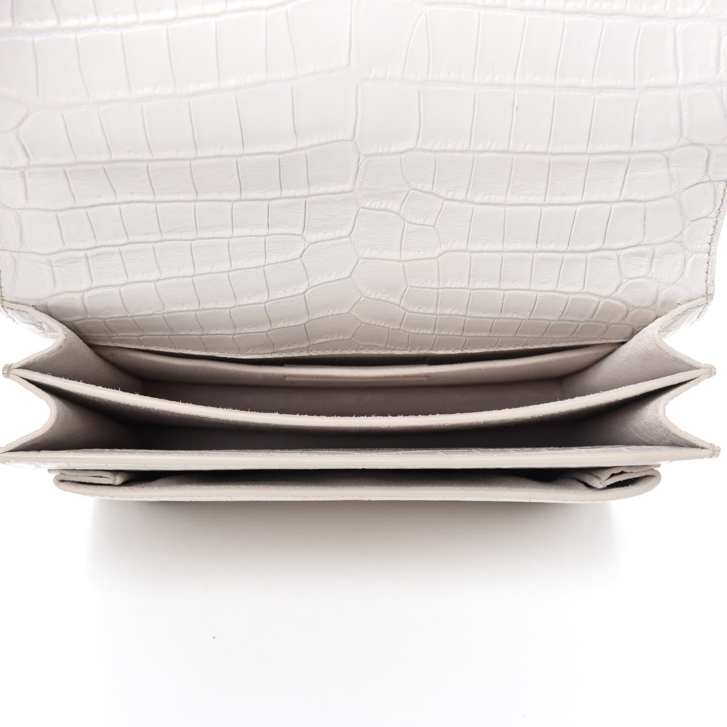 Saint Laurent Calfskin Crocodile Embossed Medium Monogram Sunset Blanc Vintage 5 of 11