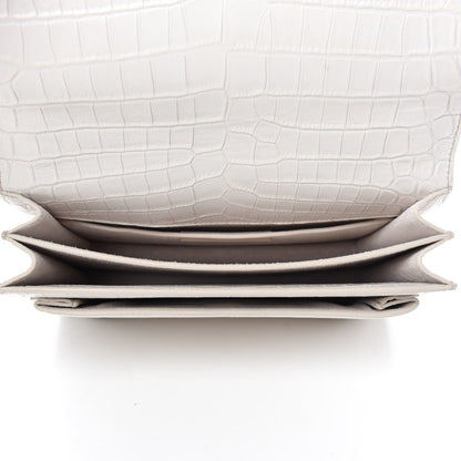 Saint Laurent Calfskin Crocodile Embossed Medium Monogram Sunset Blanc Vintage 5 of 11