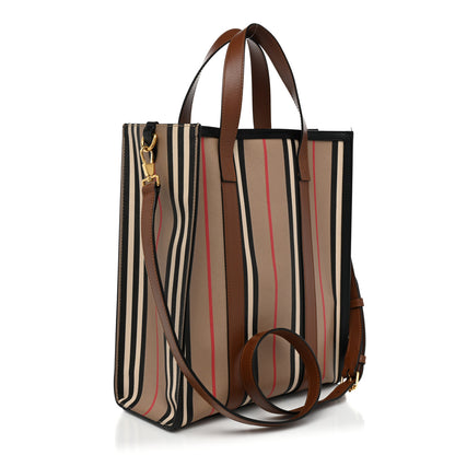 Burberry E-Canvas Stripe Small Portrait Tote Bag Brown 3 of 14