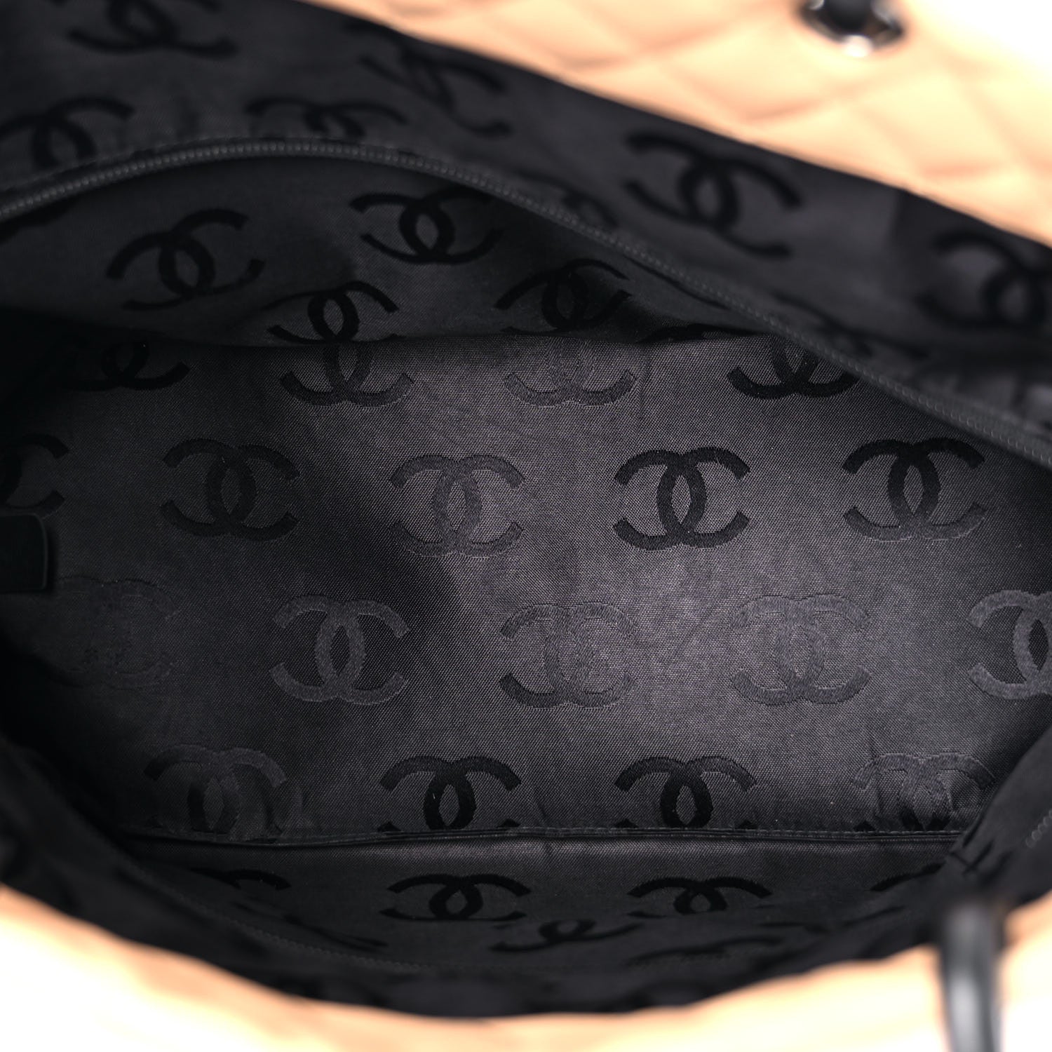 Chanel Calfskin Quilted Large Cambon Tote Beige Black 5 of 21