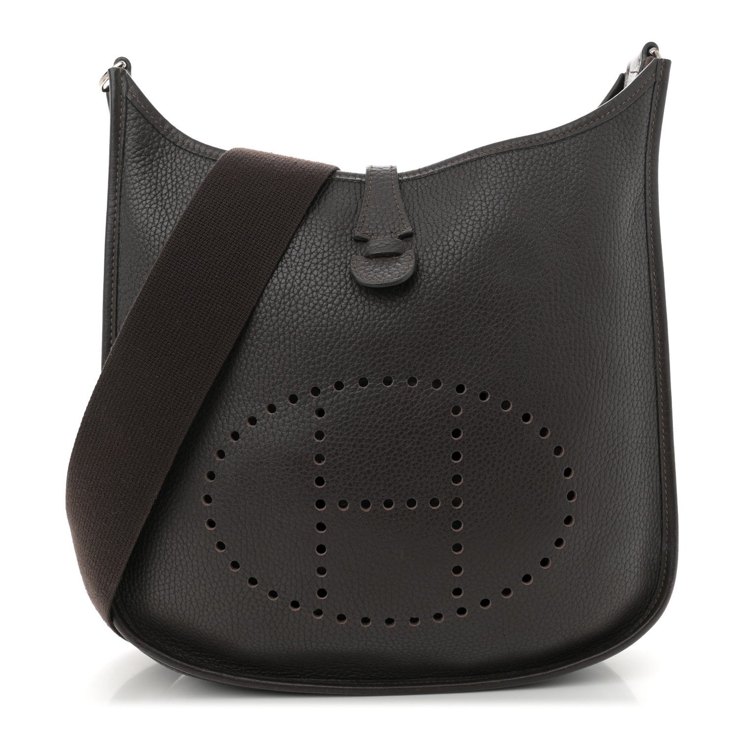 Hermes Taurillon Clemence Evelyne II PM Chocolate 1 of 11