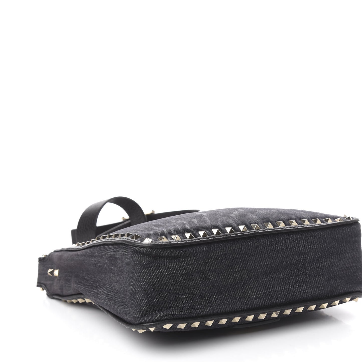 Denim Small Rockstud Flip-Lock Messenger Bag Blue