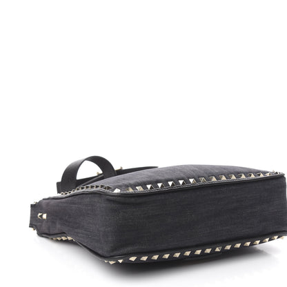 Valentino Garavani Denim Small Rockstud Flip-Lock Messenger Bag Blue 4 of 9